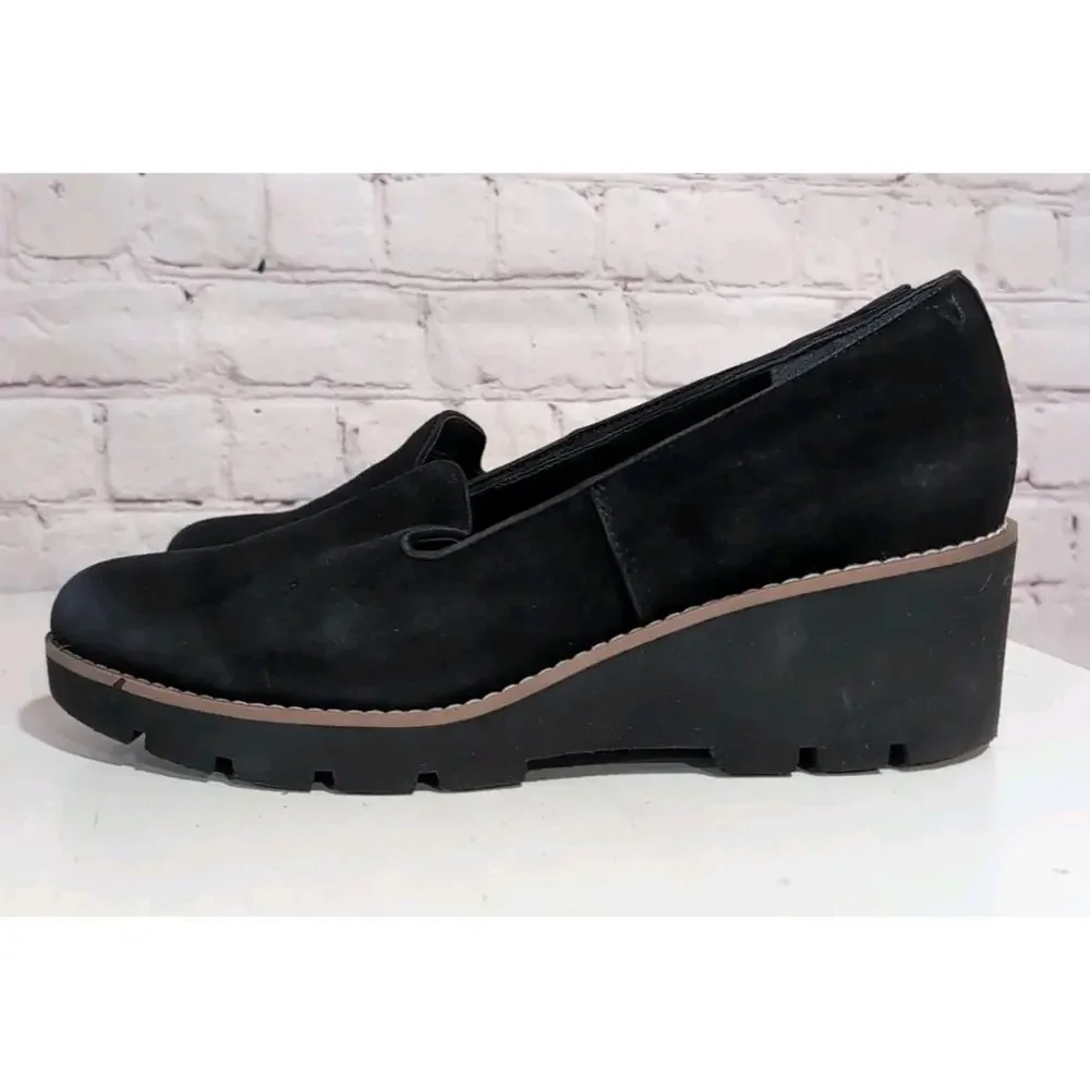 Vionic Women's Size 10 Willa Wedge Water Repellent Black Suede Euro 41